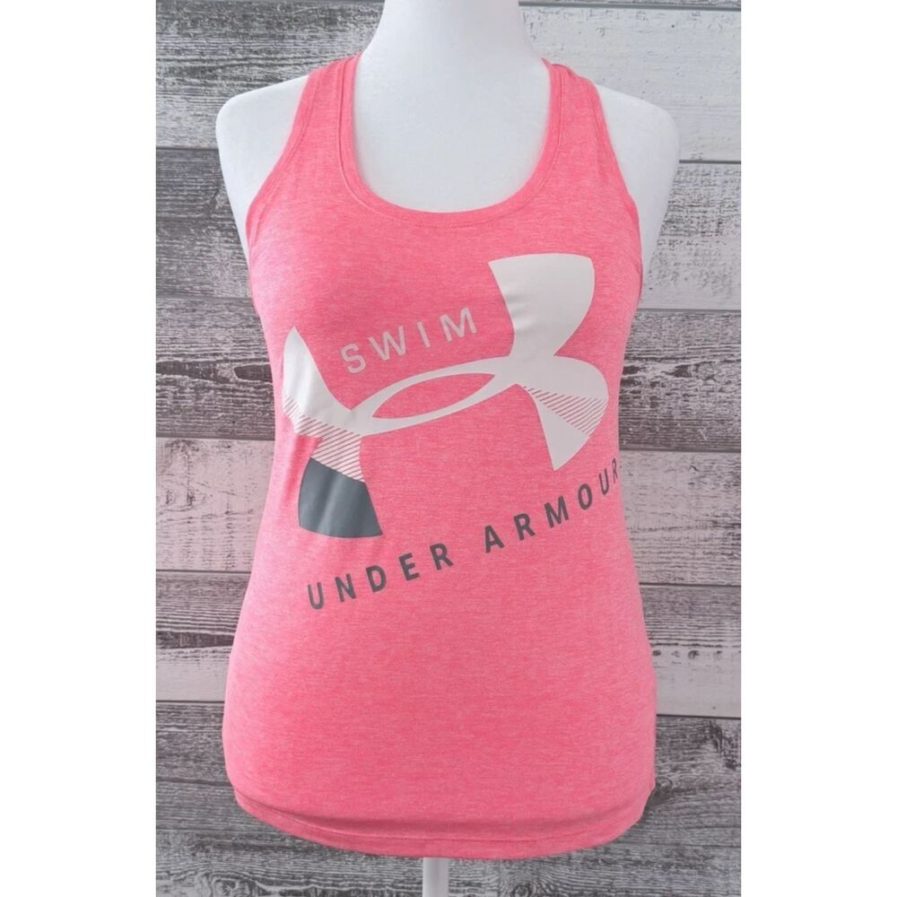 Under Armour Swim Tank Top Womens XS Heather Pink HeatGear Racerback Loose Gym